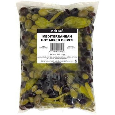 Krinos Olives Bulk Mediterranean Hot Mixed (5 lb)  Bulk Bag