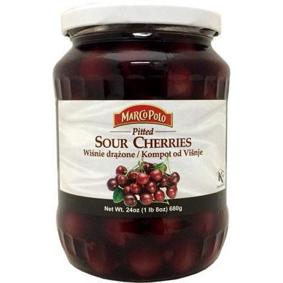 Marco Polo Syrup Pitted Sour Cherries in Light Syrup (Kompot od Visanja) (24oz)