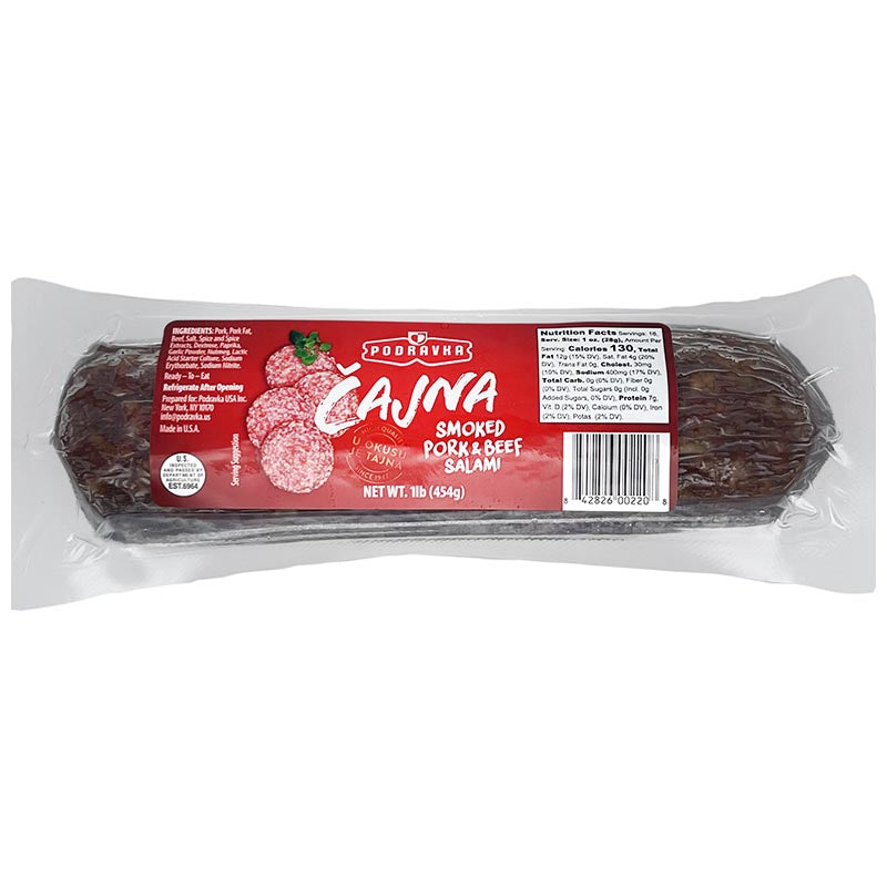 Podravka Cajna Smoked Pork & Beef Salami (1Lb) – Krinos Foods Atlanta LLC