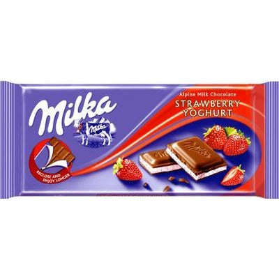 Milka Strawberry/Yoghurt Chocolate Bar  (100g)