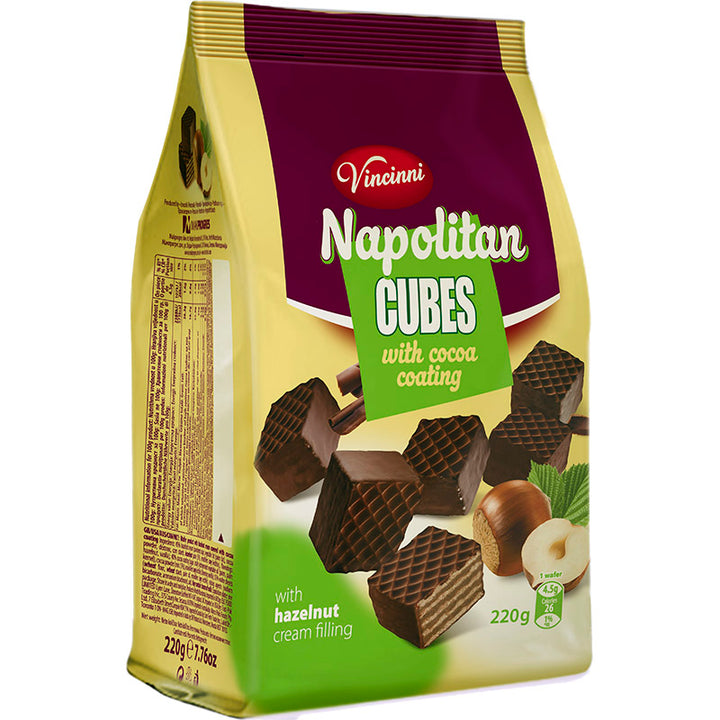 Vincinni Napolitan Choc Covered Hazelnut Cubes (220g)