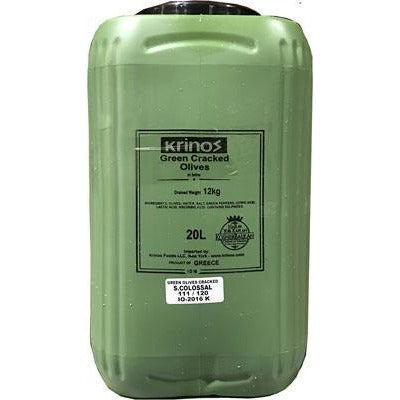 Krinos Olives Green Cracked (Super Colossal) (12kg) Keg