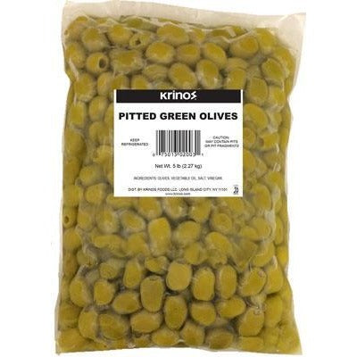 Krinos Olives Bulk Pitted Green (5 lb)  Bulk Bag