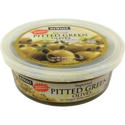 Krinos Pitted Green Olives (8oz) Cup