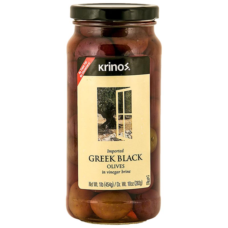 Krinos Greek Black Olives (1lb) Jars Krinos Foods Atlanta LLC
