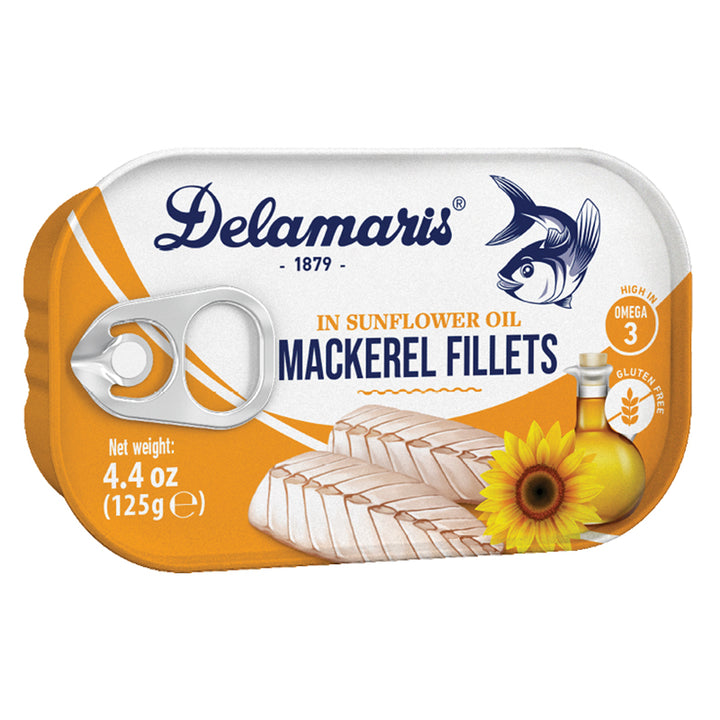Delamaris Mackerel Fillets in Sunflower Oil (125g)