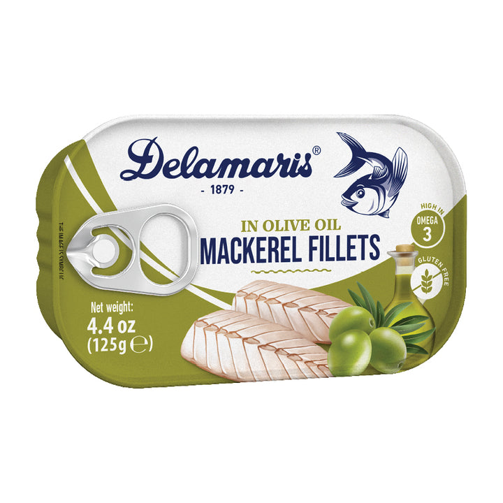 Delamaris Mackerel Fillets in EV Olive Oil (125g)