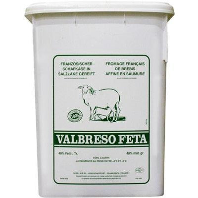 Valbreso French Feta Cheese (5gal/30-35lb+-) Bulk Pail